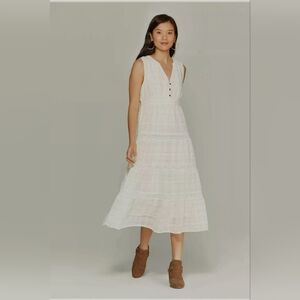 KNOX ROSE Women’s White Boho Crochet Maxi Dress Sleeveless S